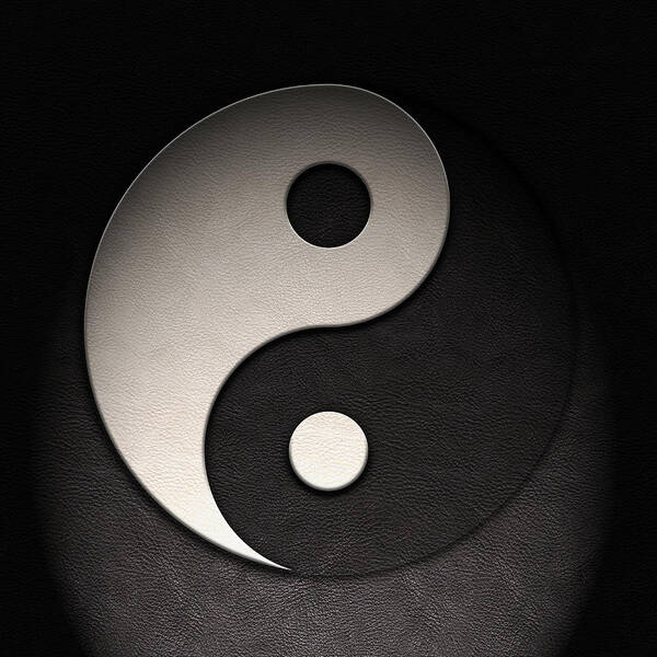 Aged Poster featuring the digital art Yin Yang Symbol Leather Texture by Brian Carson