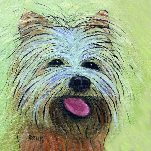 Karen Zuk Rosenblatt Art And Photography Poster featuring the painting Yorkie by Karen Zuk Rosenblatt