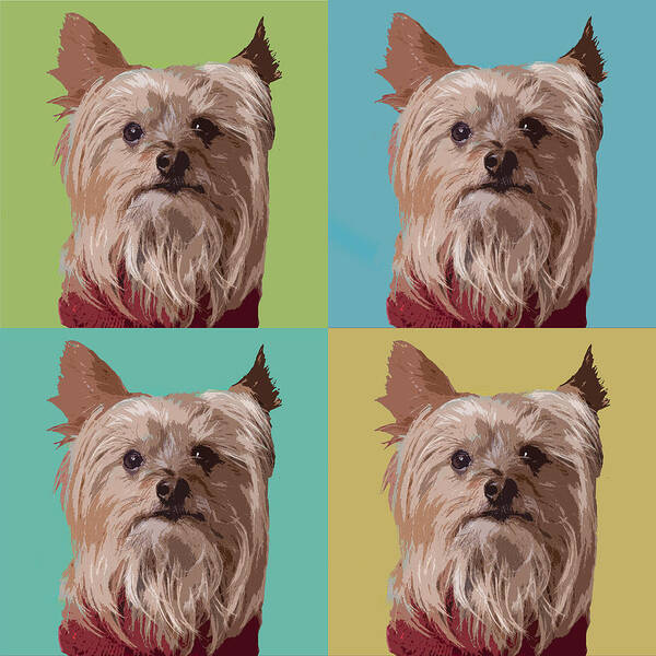 Yorkie Terrier Poster featuring the digital art Yorkie Times Four by Susan Stone