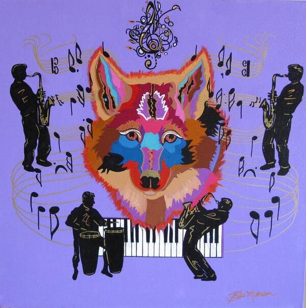 Music Poster featuring the painting Coyote Harmony by Bill Manson