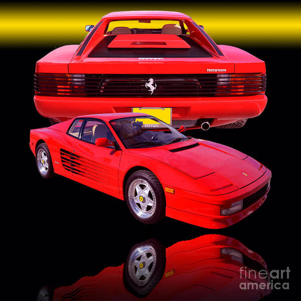 Car Poster featuring the photograph 1990 Ferrari Testarossa by Jim Carrell