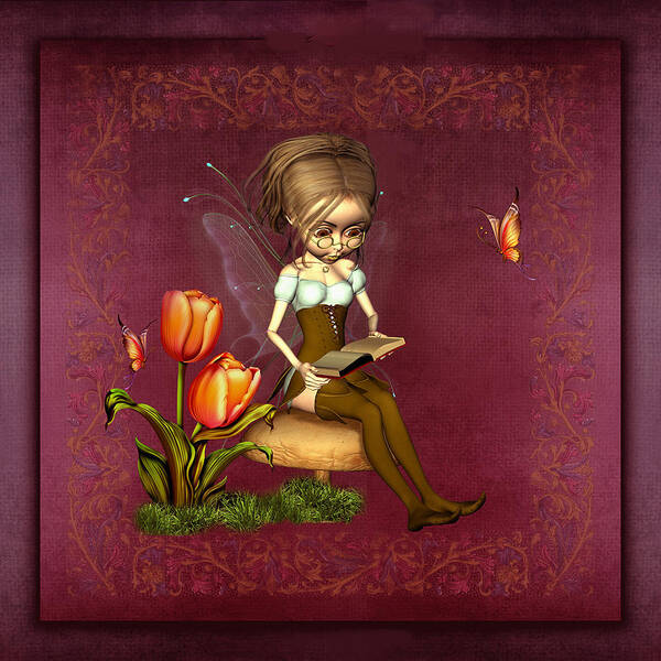 Fairy In The Garden Poster featuring the digital art Fairy in the garden #3 by John Junek