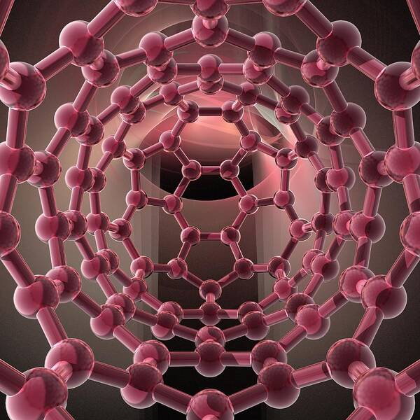 Square Poster featuring the digital art Carbon Nanotube, Artwork #6 by Laguna Design
