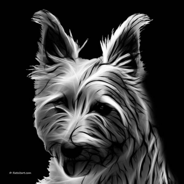 Terrier Poster featuring the digital art Australian Terrier Pop Art - Greyscale by James Ahn