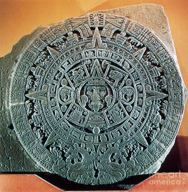History Poster featuring the photograph Aztec Calendar Stone by Science Source
