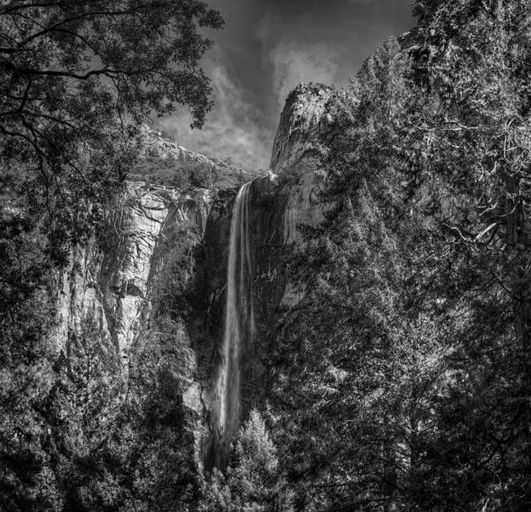 Landscape Poster featuring the photograph Bridal Veil Falls Monochrome by Stephen Campbell