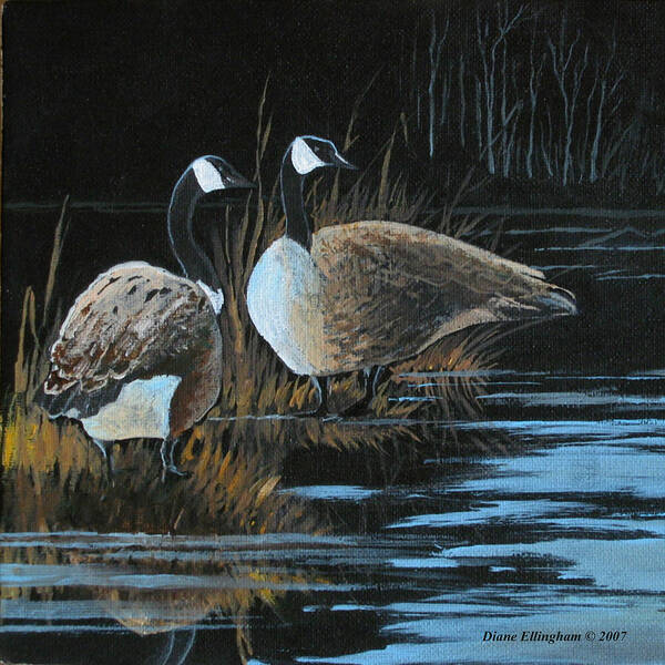 Geese Poster featuring the painting Family Way by Diane Ellingham