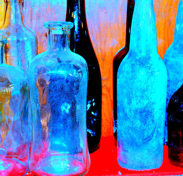 Florescent Poster featuring the photograph Fauvist Bottles by Diane montana Jansson