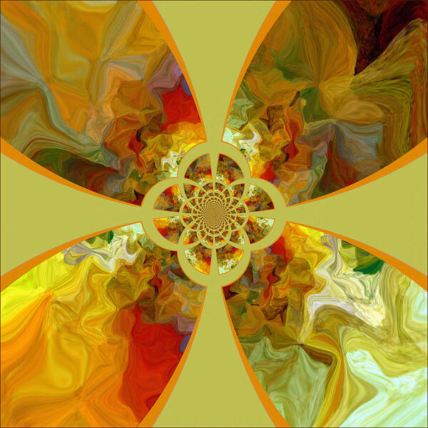 Geometric Poster featuring the digital art Fractal Floral by Bonnie Bruno