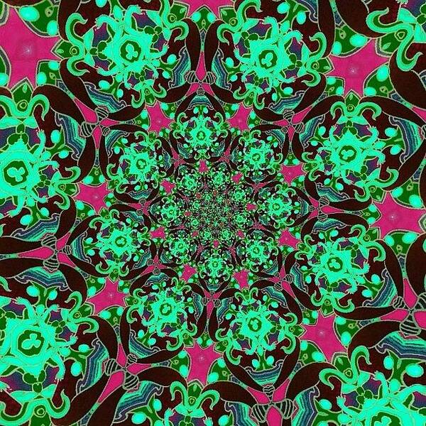 Colorporn Poster featuring the photograph #funky #fractalart #mandala On by Pixie Copley