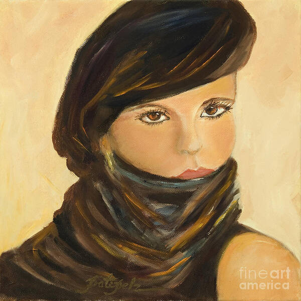 Brown Eyed Lady In Brown Prints Poster featuring the painting Lady in Brown by Pati Pelz