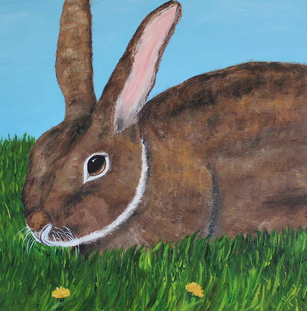 Rabbit Poster featuring the painting Little Brown Bunny by Christie Minalga