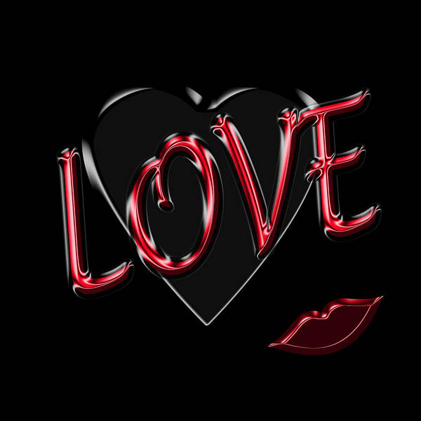 Love Poster featuring the digital art Love with Lips by Andrew Fare