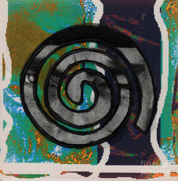 Men Portraits Poster featuring the mixed media Man Winking Spiral by Christine Perry