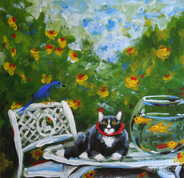 Impressionistic Poster featuring the painting Monets Cat by Stella Violano