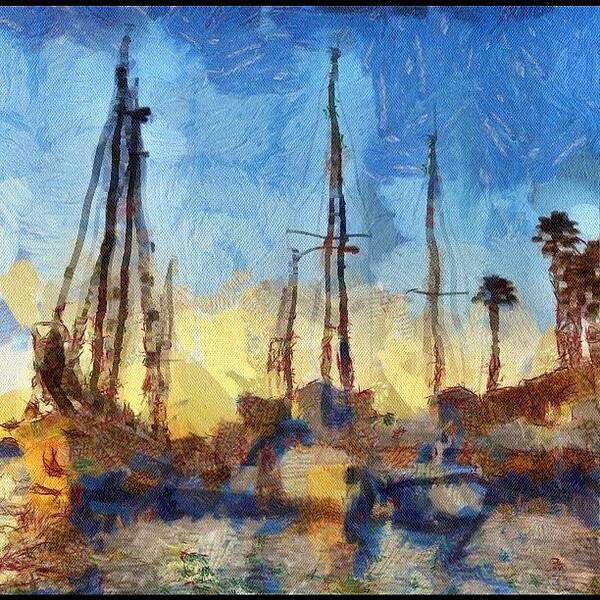 Impressionism Poster featuring the photograph More #fun With #autopainter #boats #lbc by Debi Tenney