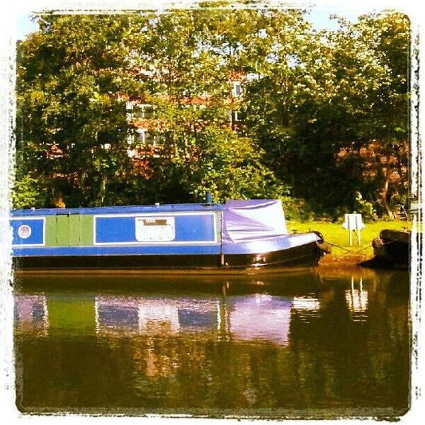 Summer Poster featuring the photograph Narrowboat In Blue by Abbie Shores