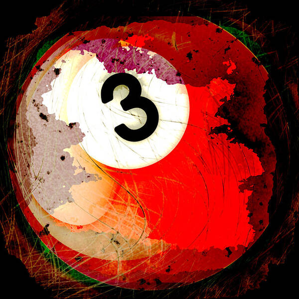 Three Poster featuring the photograph Number 3 Billiards Ball by David G Paul