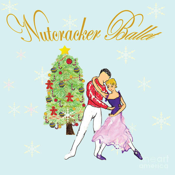 Nutcracker Ballet Poster featuring the mixed media Nutcracker Ballet Romance by Marie Loh