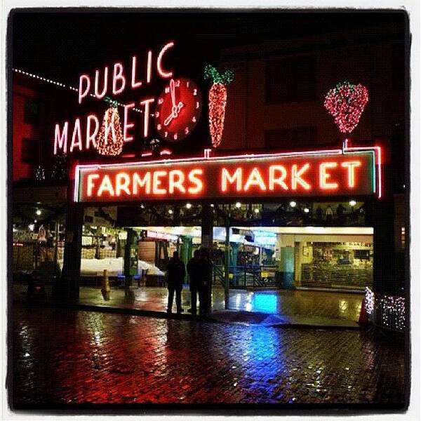 Washington Poster featuring the photograph Pike Place Neon by T Catonpremise