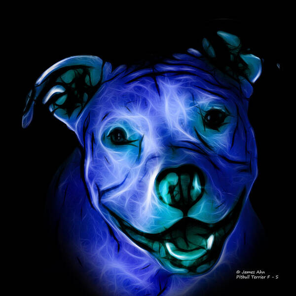 Pitbull Poster featuring the digital art Pitbull Terrier - F - S - BB - Blue by James Ahn