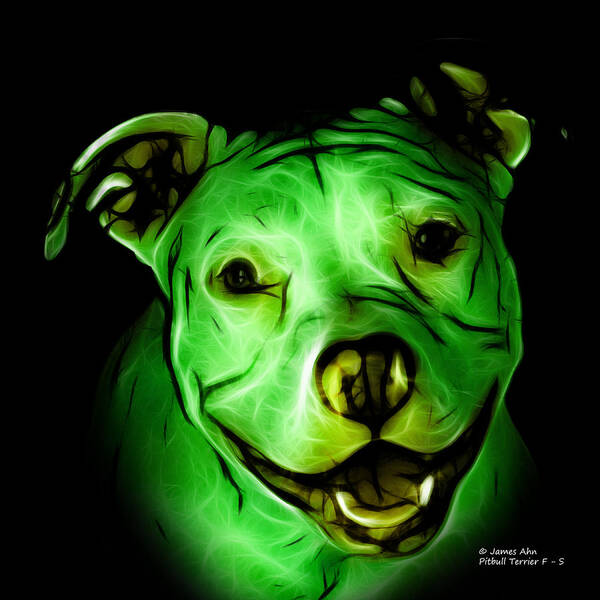 Pitbull Poster featuring the digital art Pitbull Terrier - F - S - BB - Green by James Ahn