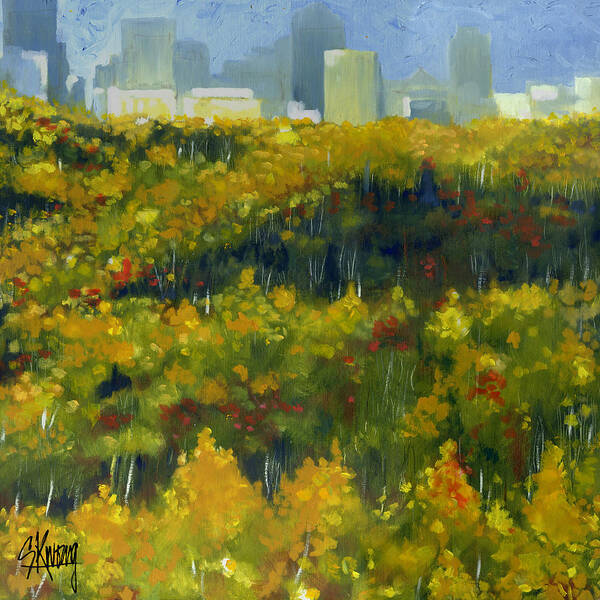 River Valley Poster featuring the painting River Valley YEG by Stan Kwong