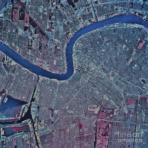 Color Image Poster featuring the photograph Satellite View Of New Orleans by Stocktrek Images