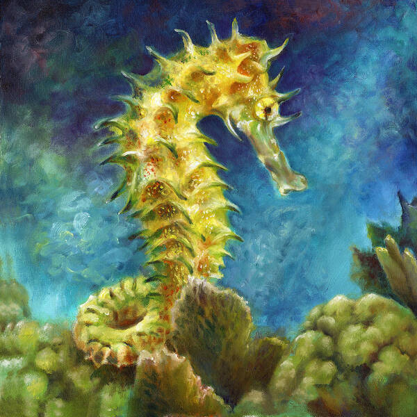  Poster featuring the painting Seahorse I by Nancy Tilles
