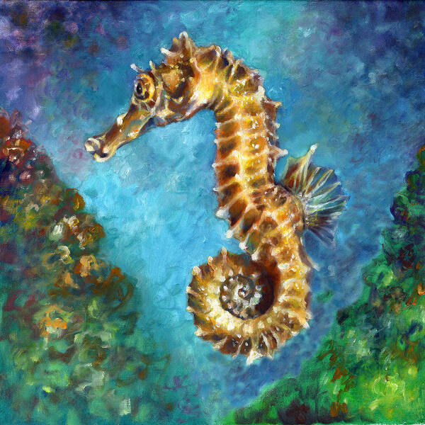 Poster featuring the painting Seahorse II by Nancy Tilles