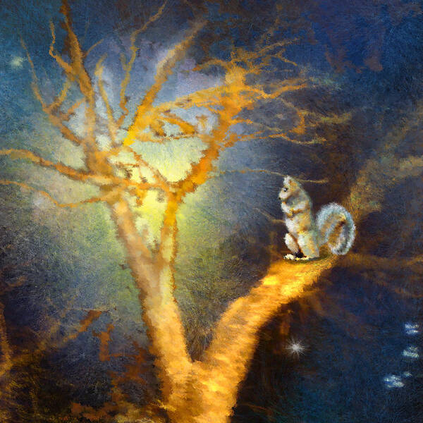 Animals Poster featuring the painting Squirrel in Austin by Miki De Goodaboom