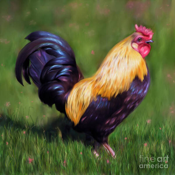 Chickens Poster featuring the painting Stewart the Bantam Rooster by Michelle Wrighton