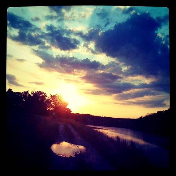 Pink Poster featuring the photograph #sunset #riding #outdoors #nature #sun by Emily W