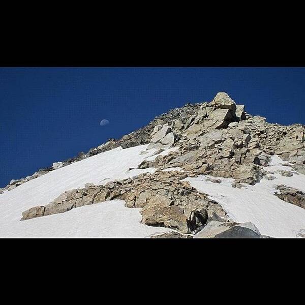 Mountain Poster featuring the photograph The #moon And The #summit Of by Niels Rasmussen