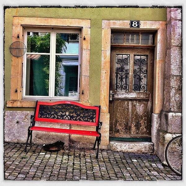 Myswitzerland Poster featuring the photograph The Red Bench by Urs Steiner