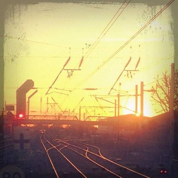 Sunset Poster featuring the photograph Tracks At Sunset by Marc Gascoigne