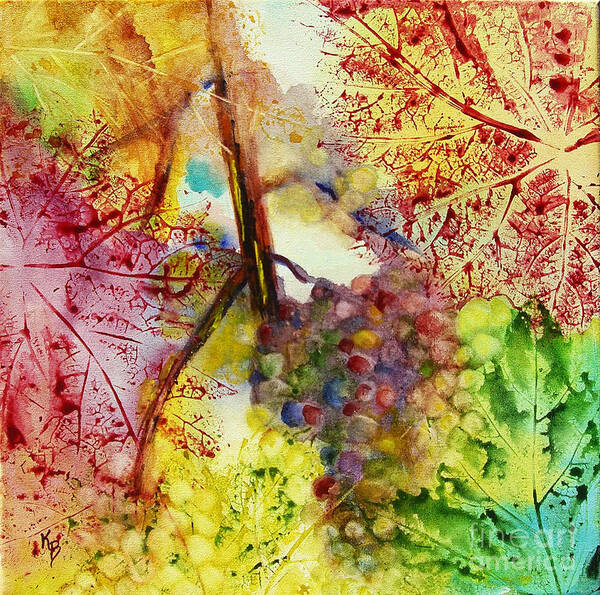 Grapes Poster featuring the painting Turning Leaves by Karen Fleschler