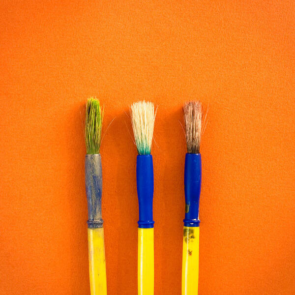 Art Poster featuring the photograph Used paint brushes by Tom Gowanlock
