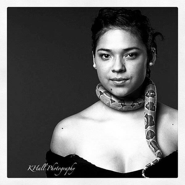 Art Poster featuring the photograph Yes, It's A Real Snake Around Her by Speechless Poet