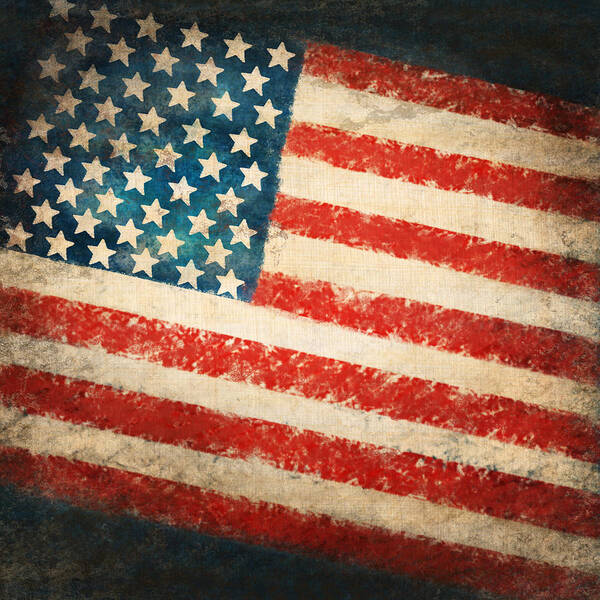 4th Poster featuring the painting America flag #1 by Setsiri Silapasuwanchai