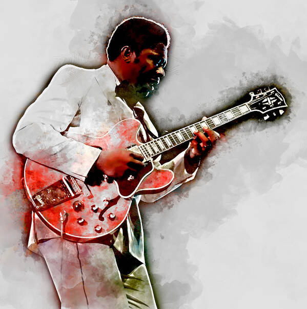 Bb King Poster featuring the mixed media BB King #1 by Marvin Blaine