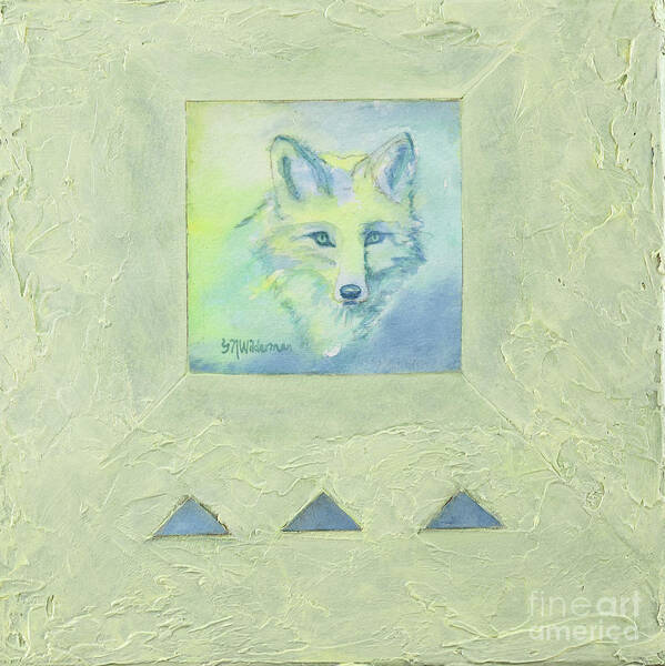 Fox Poster featuring the painting Blue Fox #1 by Sandra Neumann Wilderman