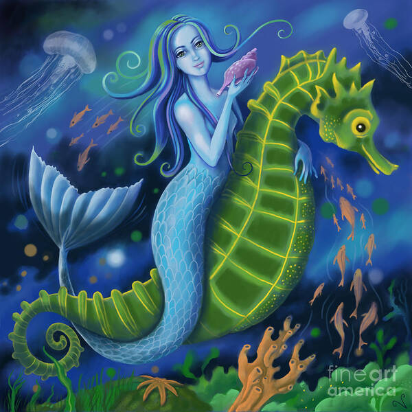Mermaid Poster featuring the digital art Mermaid by Valerie White