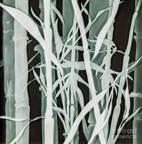 Carved Glass Poster featuring the glass art Midnight Bamboo by Alone Larsen