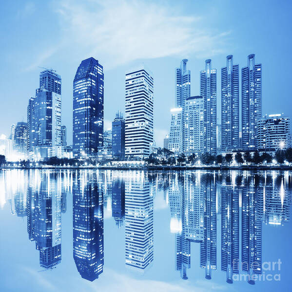 Architecture Poster featuring the photograph Night Scenes Of City by Setsiri Silapasuwanchai