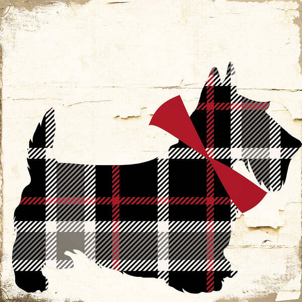 Scottish Terrier Poster featuring the painting Scottish Terrier Tartan Plaid #2 by Mindy Sommers