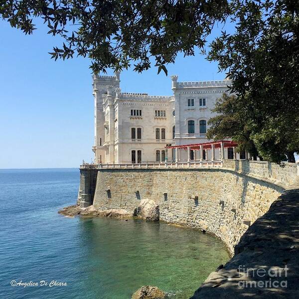 Cityscape Poster featuring the photograph Trieste Miramare Castle #1 by Italian Art