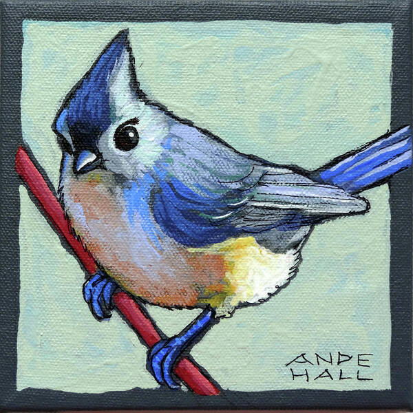 Tufted Titmouse Poster featuring the painting Tufted Titmouse Two #1 by Ande Hall
