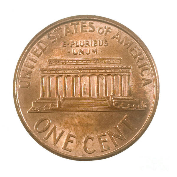 One Poster featuring the photograph US one penny coin one cent #1 by Ilan Rosen