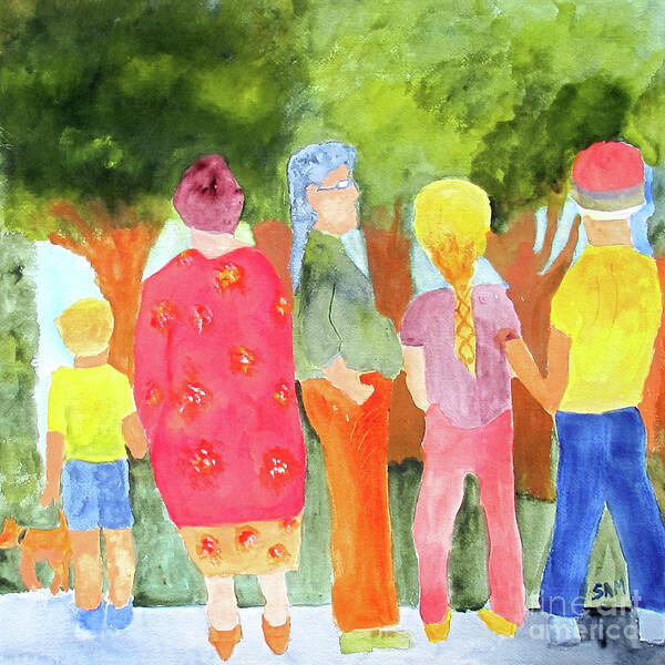 People Poster featuring the painting What's to See by Sandy McIntire